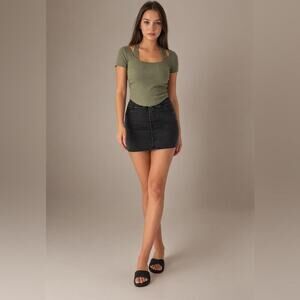HALARA Khaki Ribbed Short Sleeve Top Double Strap size XS NWT